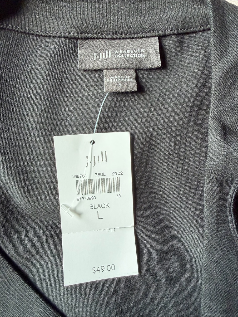 NWT J.Jill Wearever Long Layering Tank Black Sleeveless Top Cami Round Neck L - Picture 6 of 11